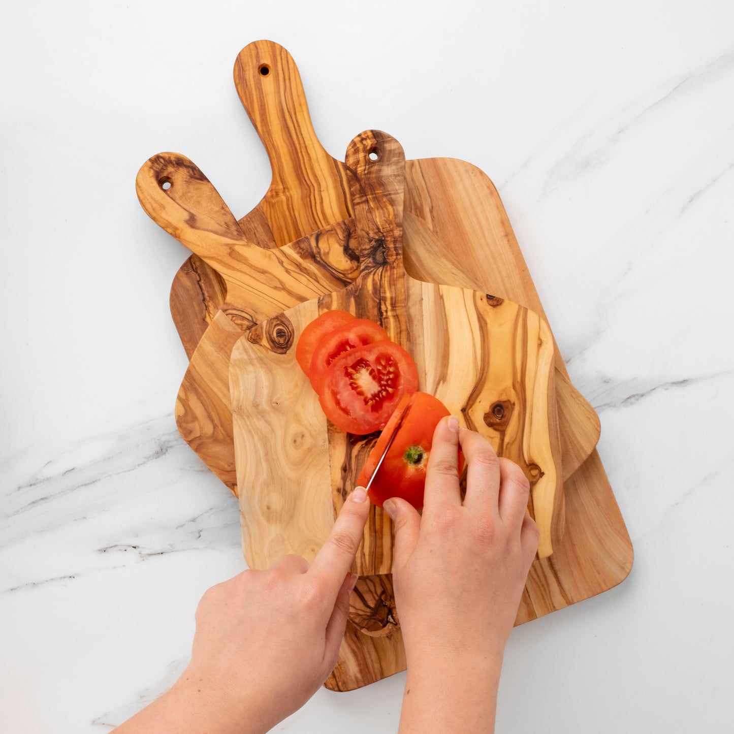 Olive Wood Rectangle Cutting Board with Handle, Handmade